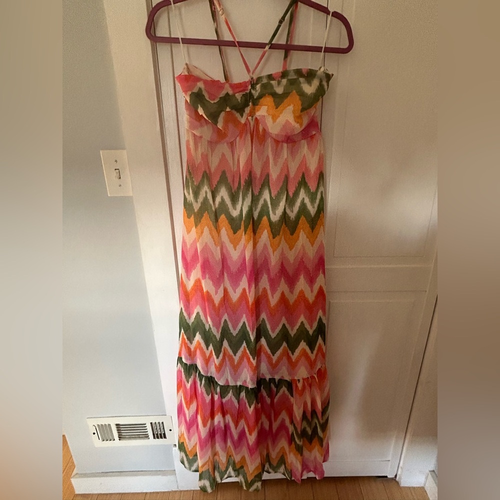 Colorful Chevron Maxi Dress - Sunset Tropics Zigzag Print - NWOT